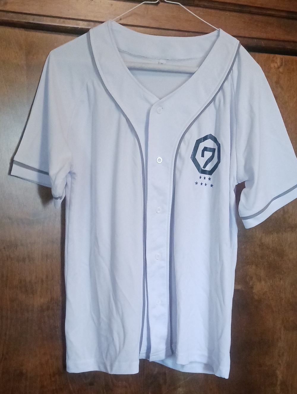 Source Unknown White Kids Baseball-Style Button Jersey with Gray Trim